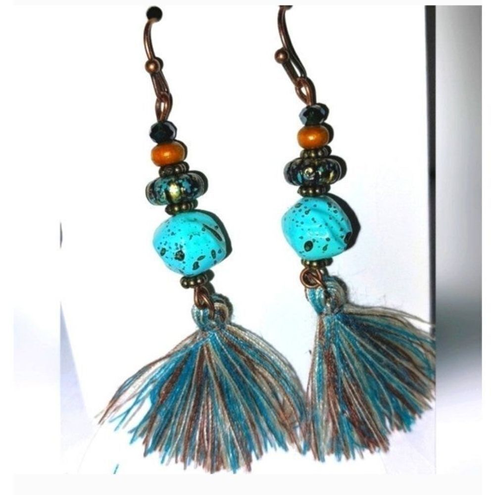 Vintage Boho colorful tassel earrings